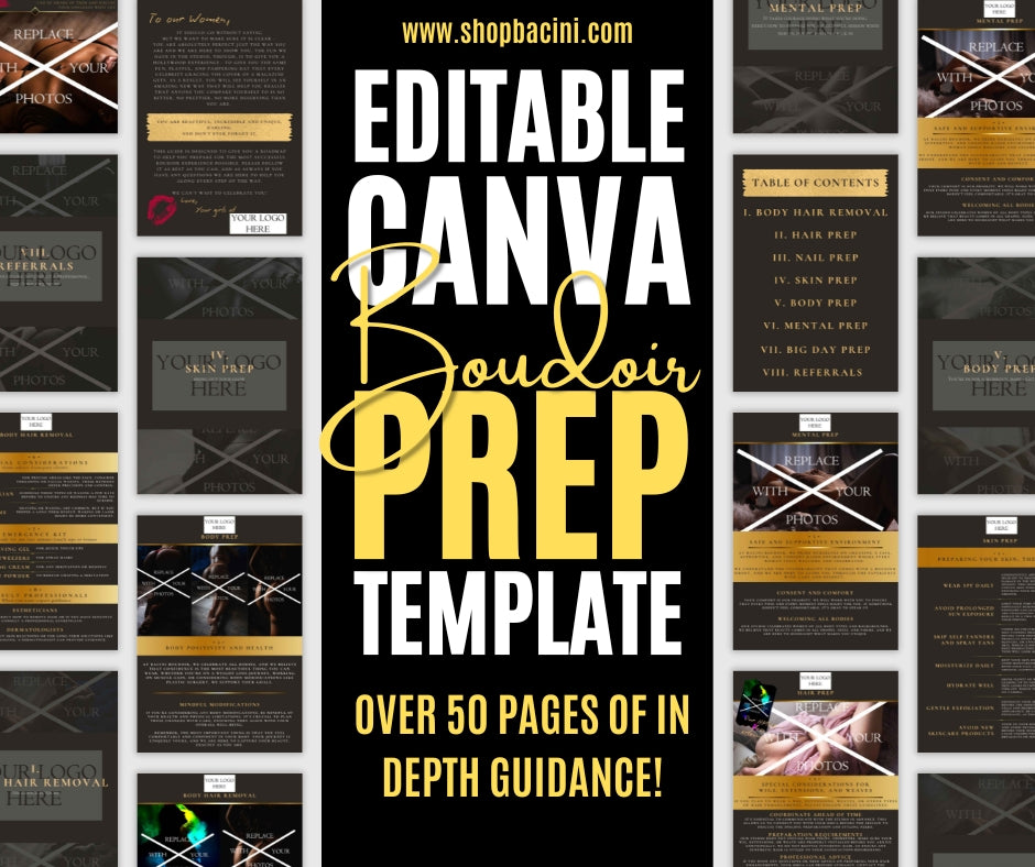 Boudoir Photography Preparation Guide - Canva Template